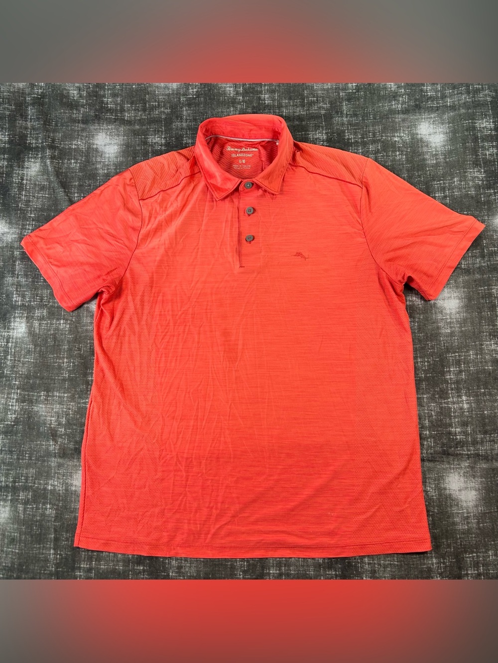 Tommy Bahama Island Zone Polo Mens Large Vibrant Red Orange Performance Shirt